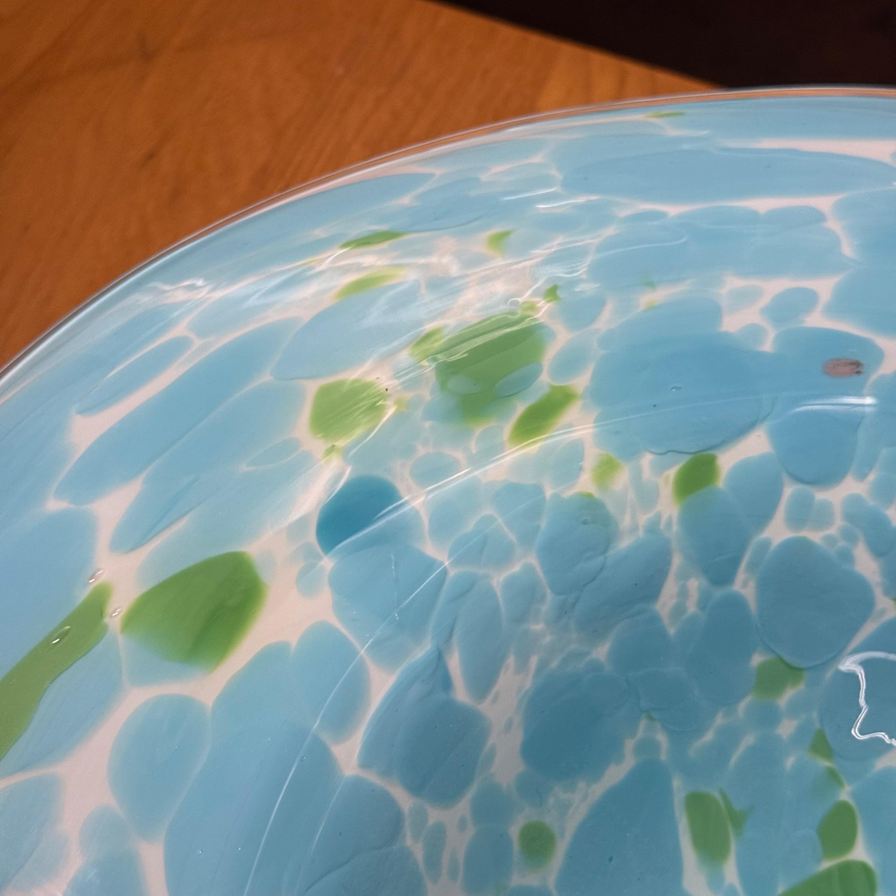 XX secolo Ciotola da centrotavola di Murano del 1970 in verde e turchese in vendita