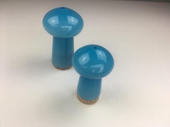 1970s Turquoise Danish Glass Salt and Pepper Set by Michael Bang for Holmegaard