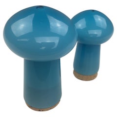 1970s Turquoise Danish Glass Salt and Pepper Set by Michael Bang for Holmegaard