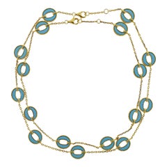 1970s Turquoise Gold Link Necklace Suite
