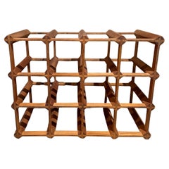 1970s Twelve Bottle Wine Rack Wood Scandinavian Modern