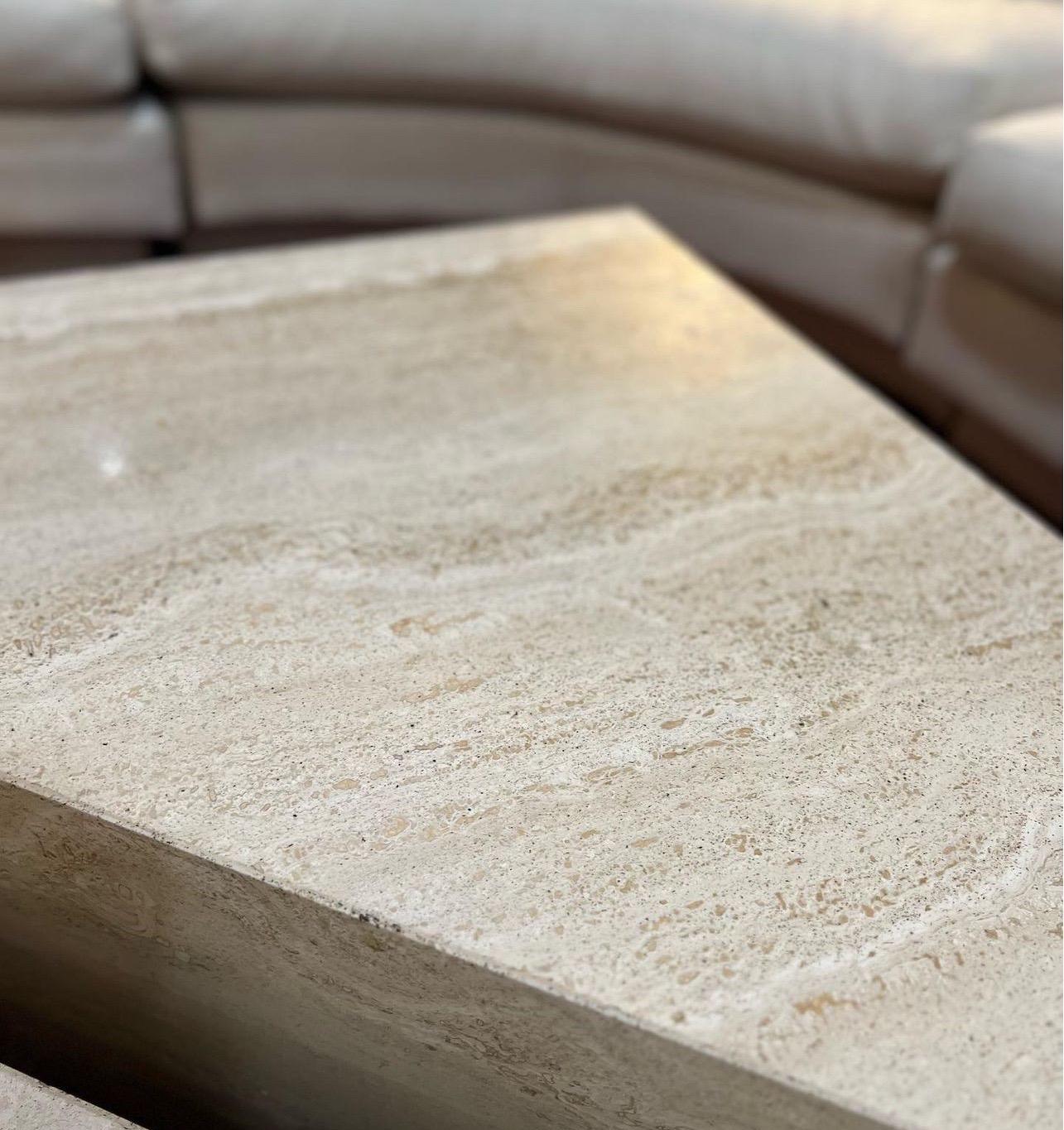 Mid-Century Modern 1970s Two Piece Modular Triangular Travertine Coffee Table