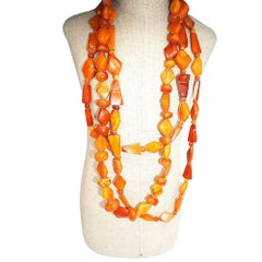 1970s Two-Strand Amber Colored Catalin Beaded Necklace