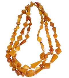 1970s Two-Strand Amber Colored Catalin Beaded Necklace