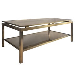 1970s Two-Tier Brass and Glass Coffee Table by Guy Lefevre for Maison Jansen