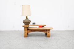 Guillerme et Chambron Inspired Brutalist Oak Two Tiered Coffee or Side Table