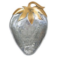 Vassoio / Piatto per fragole spagnolo in bronzo bicolore degli anni '70 di David Marshall