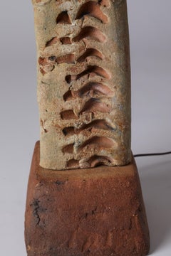 1970s UK Bernard Rooke TOTEM Lamp in Brown & Ivory with Blue Accent