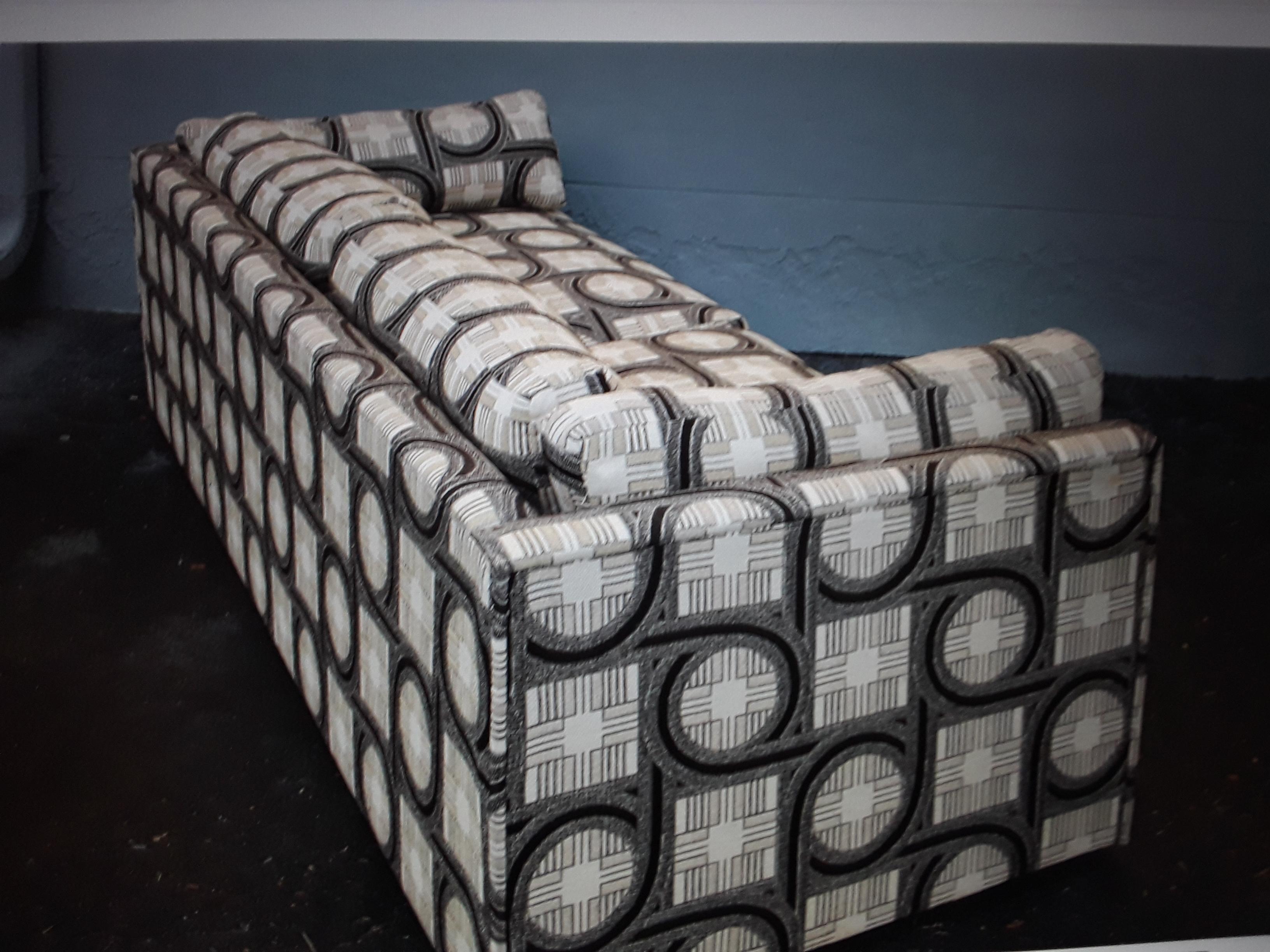 1970's Ultra Modern Sofa with Retro Designer Fabric by Shawnee Penn For Sale 3