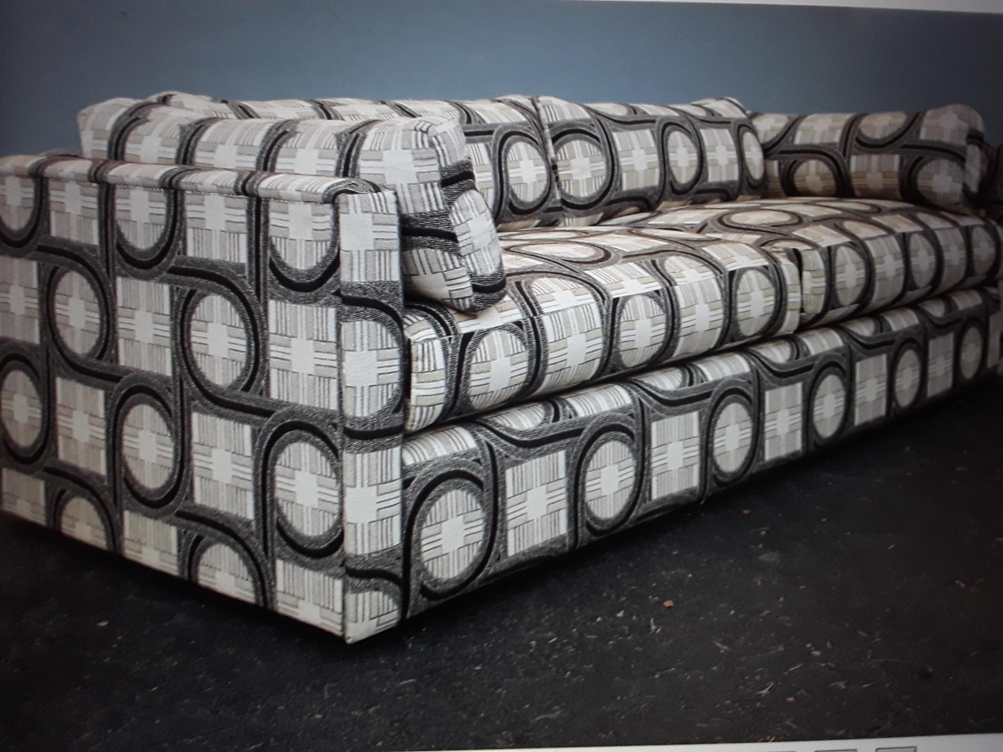 1970's Ultra Modern Sofa with Retro Designer Fabric by Shawnee Penn For Sale 7