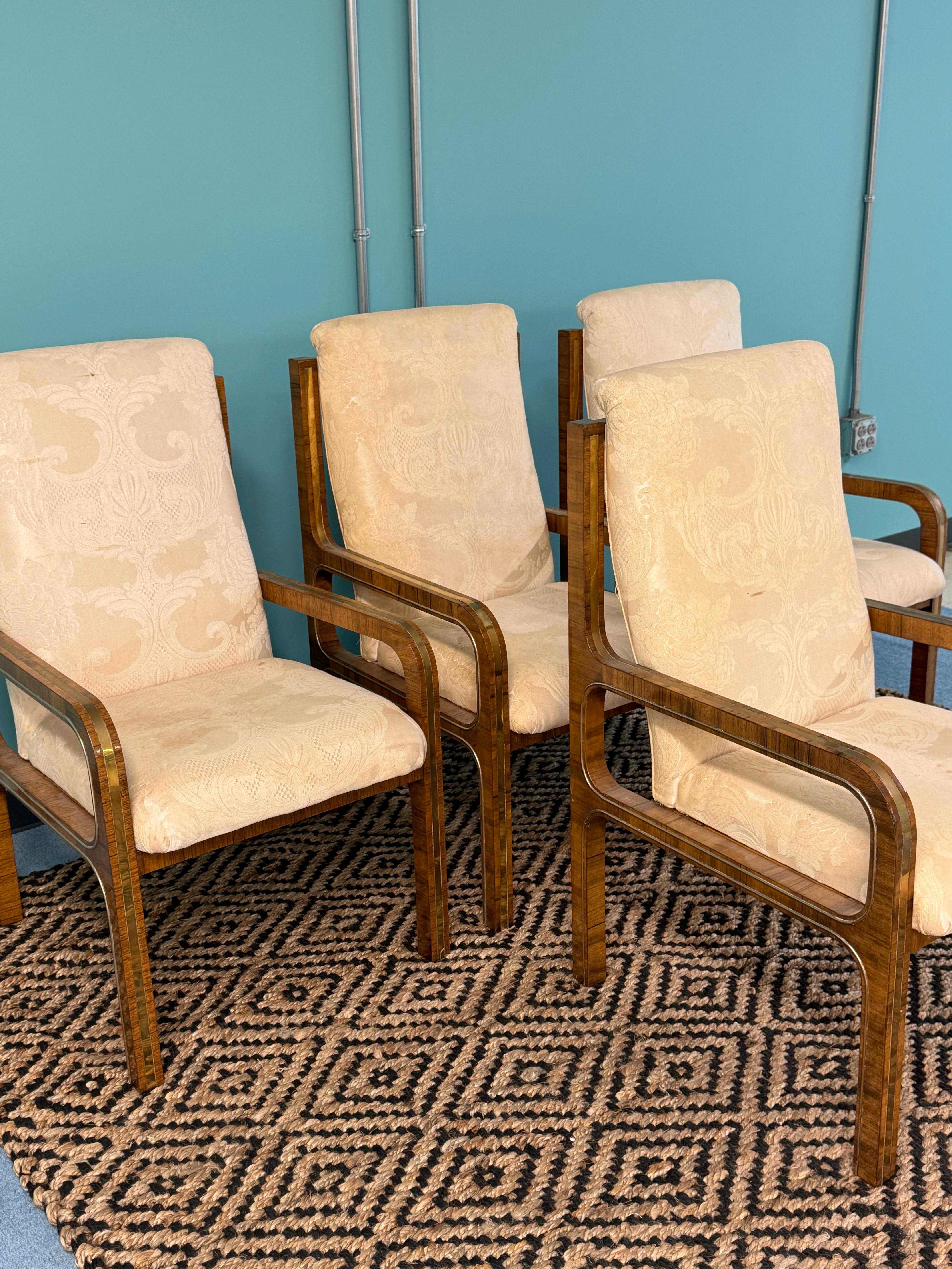 Art Déco Sedie da pranzo in impiallacciatura di ebano di Mastercraft degli anni '70 - Set di 8 sedie in vendita