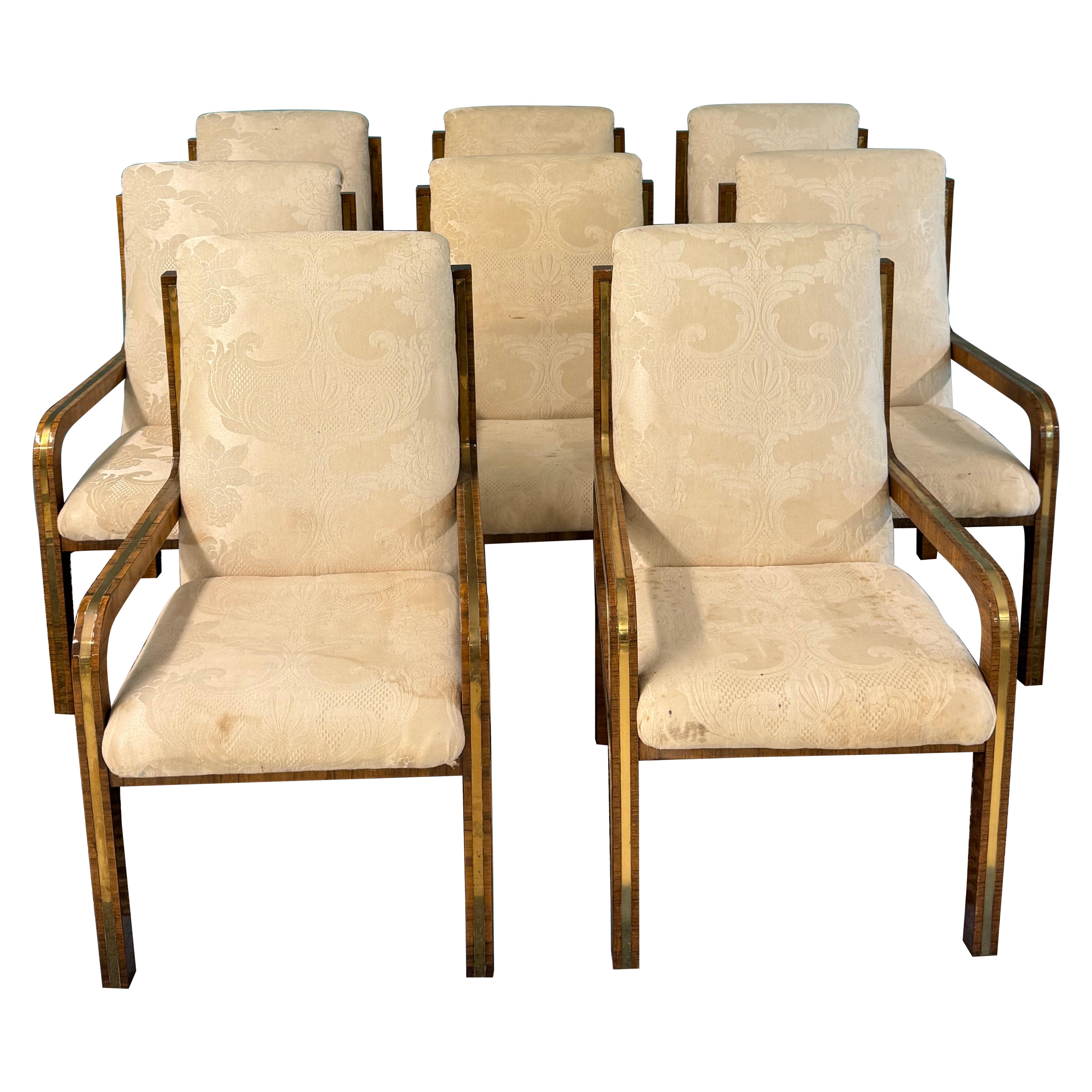 1970s Ultra Rare Ebano Veneer Dining Chairs From Mastercraft - Set of 8 en vente