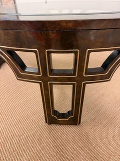 1970’s Ultra Rare Round Mastercraft Burled Glass Top Coffee Table With Intricate