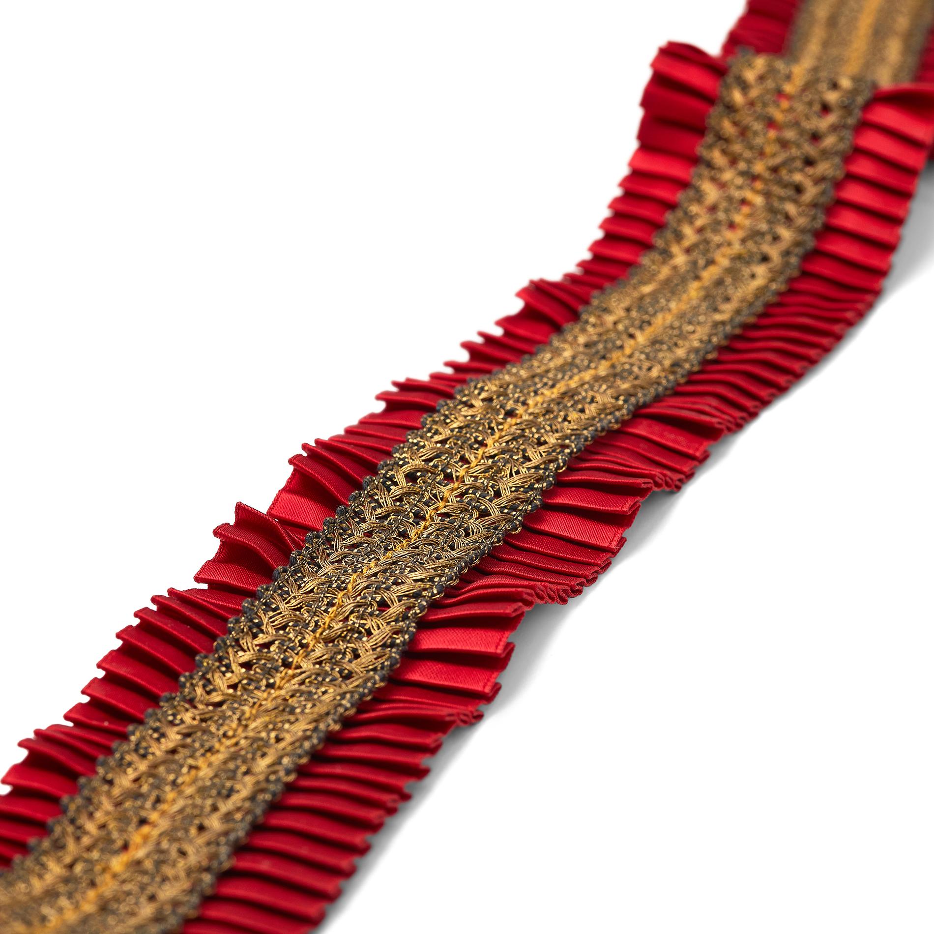Women's 1970s Ungaro Accordion Pleat Red Ribbon Belt For Sale