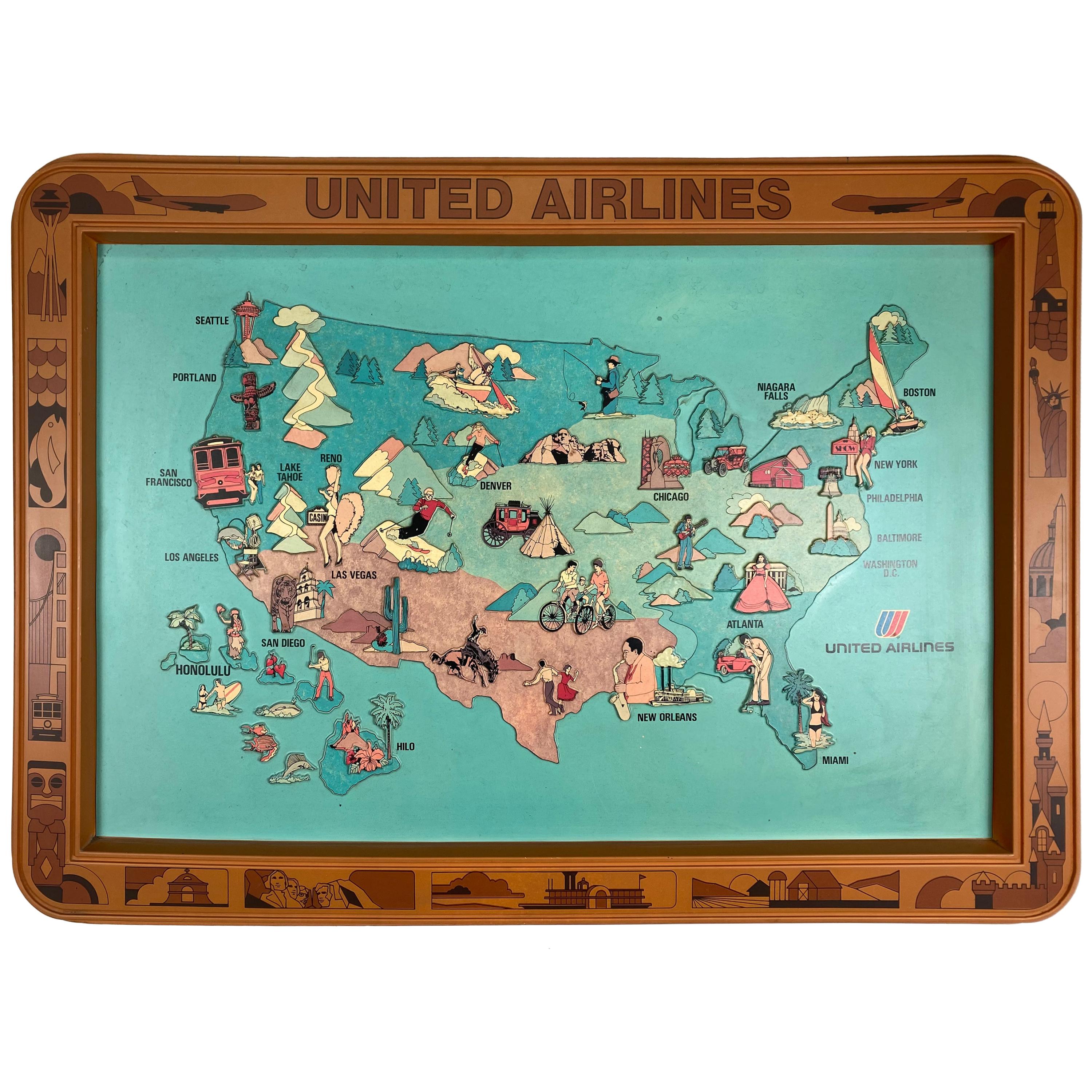 1970s United Airlines Airport / Travel Agent Thermo-Plastic Sign, 3-Dimensional