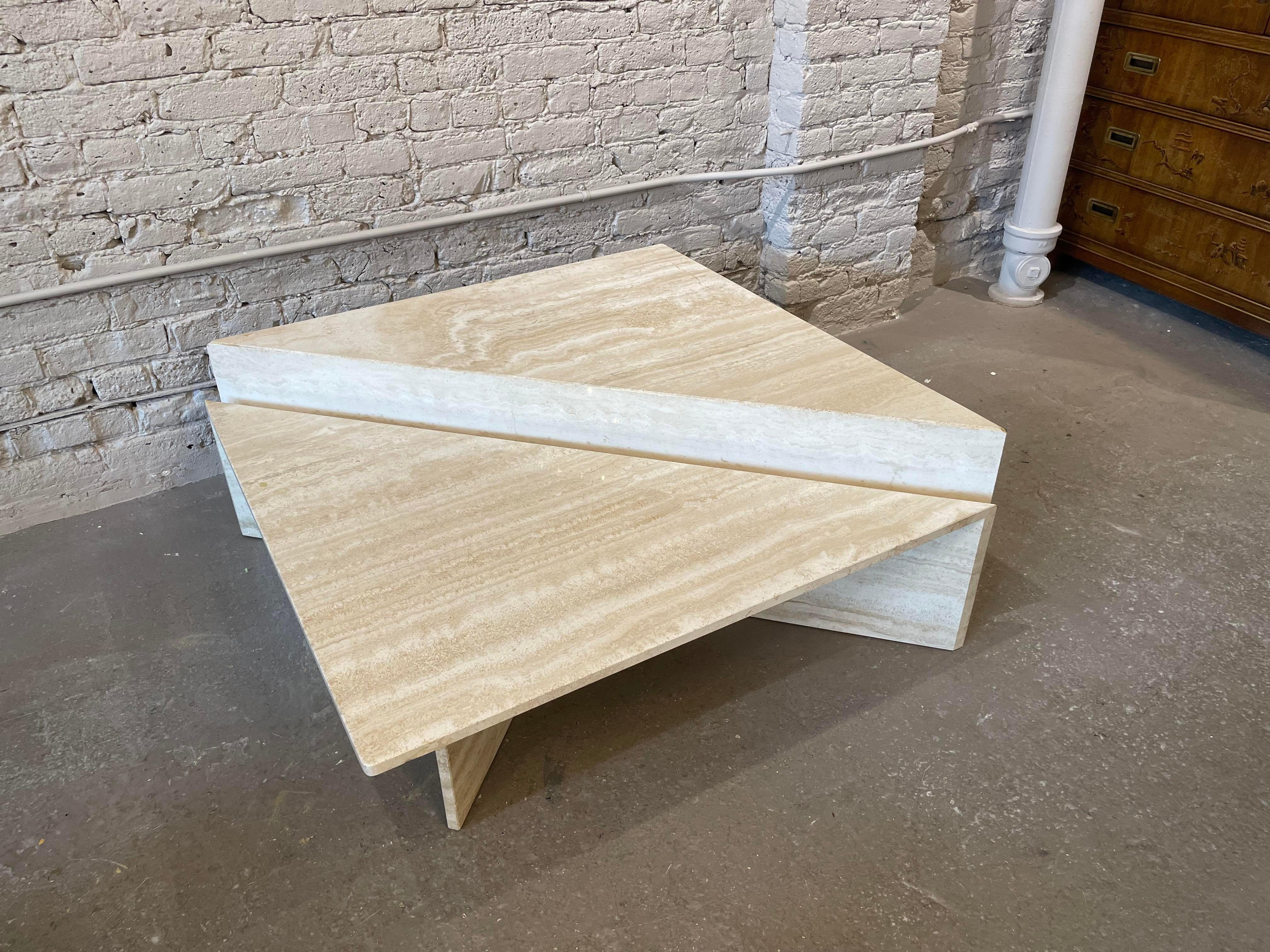 Such a good design. Two triangles that form a square 39” by 39”. The taller triangle is 16” in height and the shorter is 13”. Place them as you like.