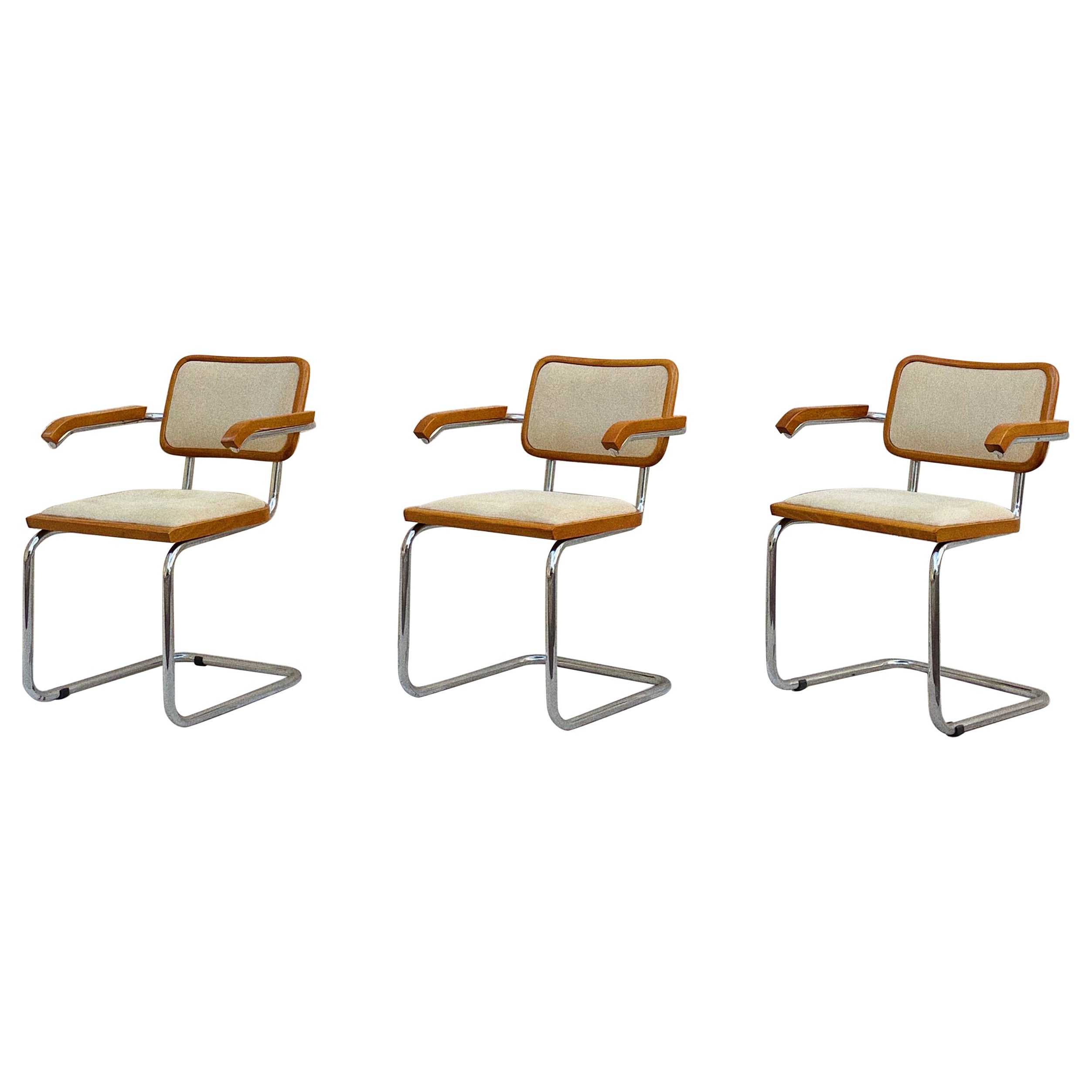 1970s Upholstered Cesca Chairs After Marcel Breuer for Knoll, Set of 4
