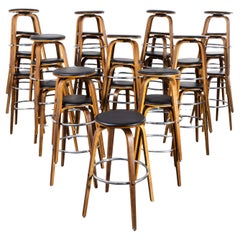 1970's Upholstered Dark Walnut Barstools - Good Quantity Available