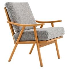 1970s Upholstered Wooden Armchair, TON