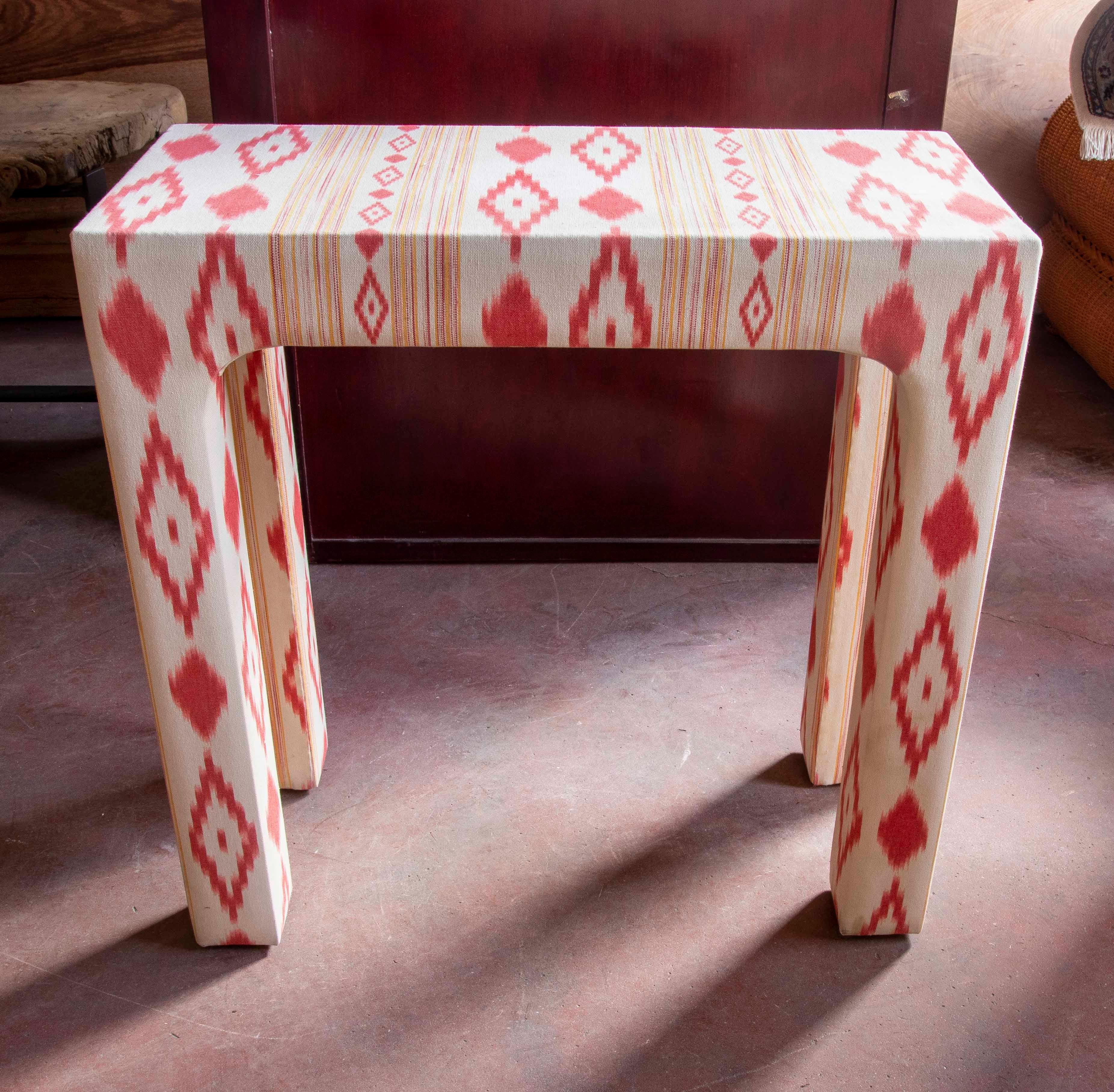 European 1970s Upholstered Wooden Console  For Sale