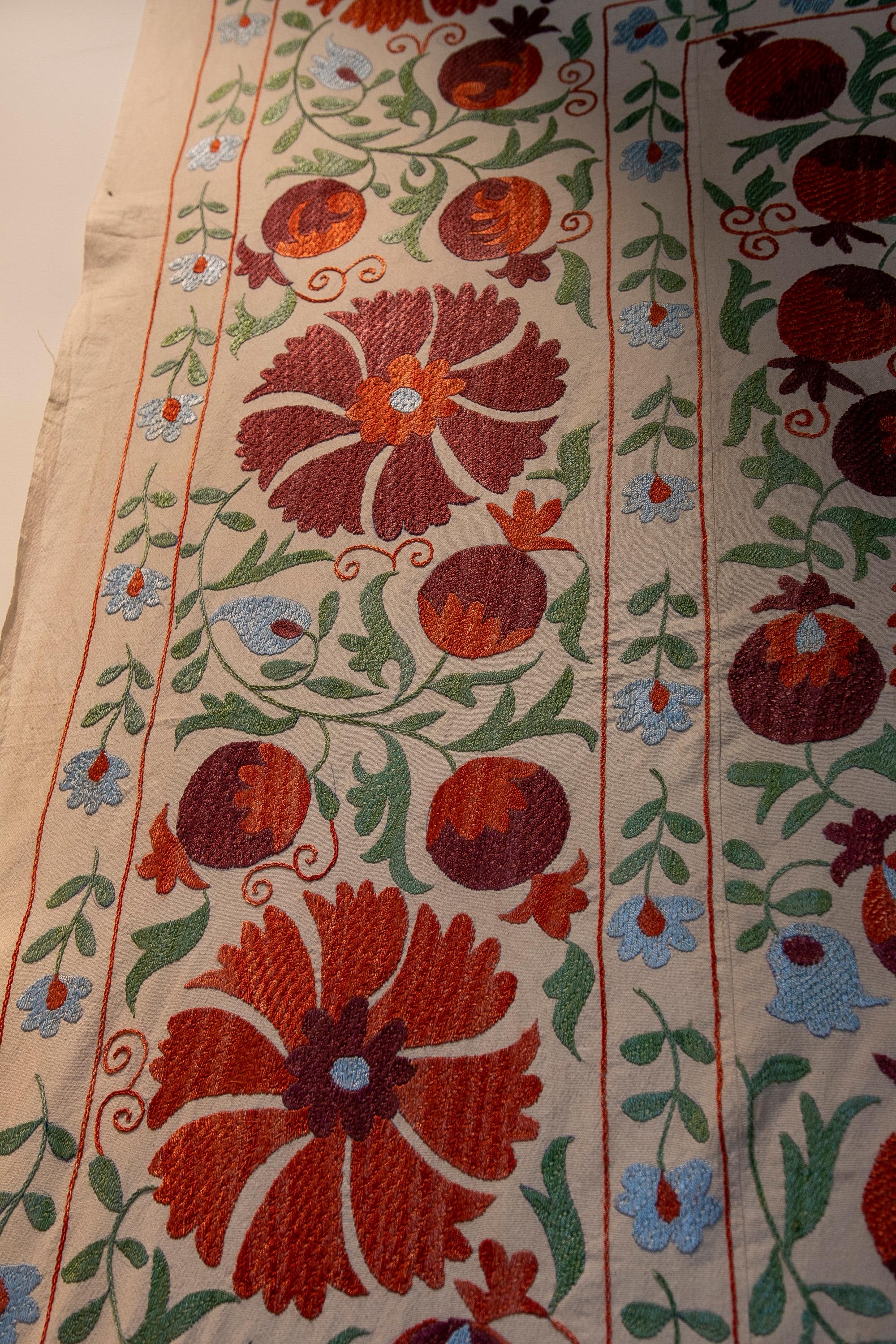 1970s Uzbekistan Hand Stitched Fabric Known as Suzani  2