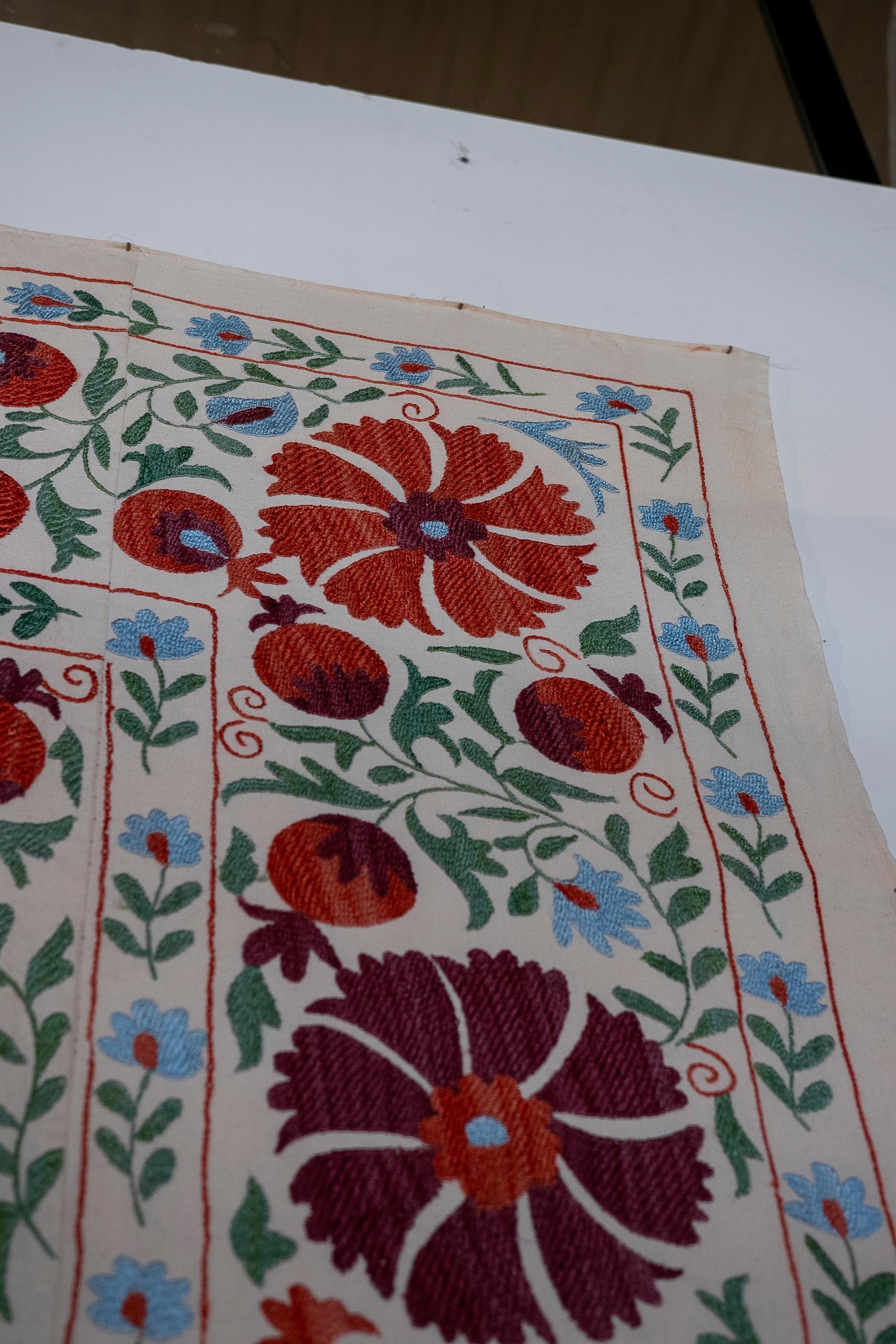 1970s Uzbekistan Hand Stitched Fabric Known as Suzani  4