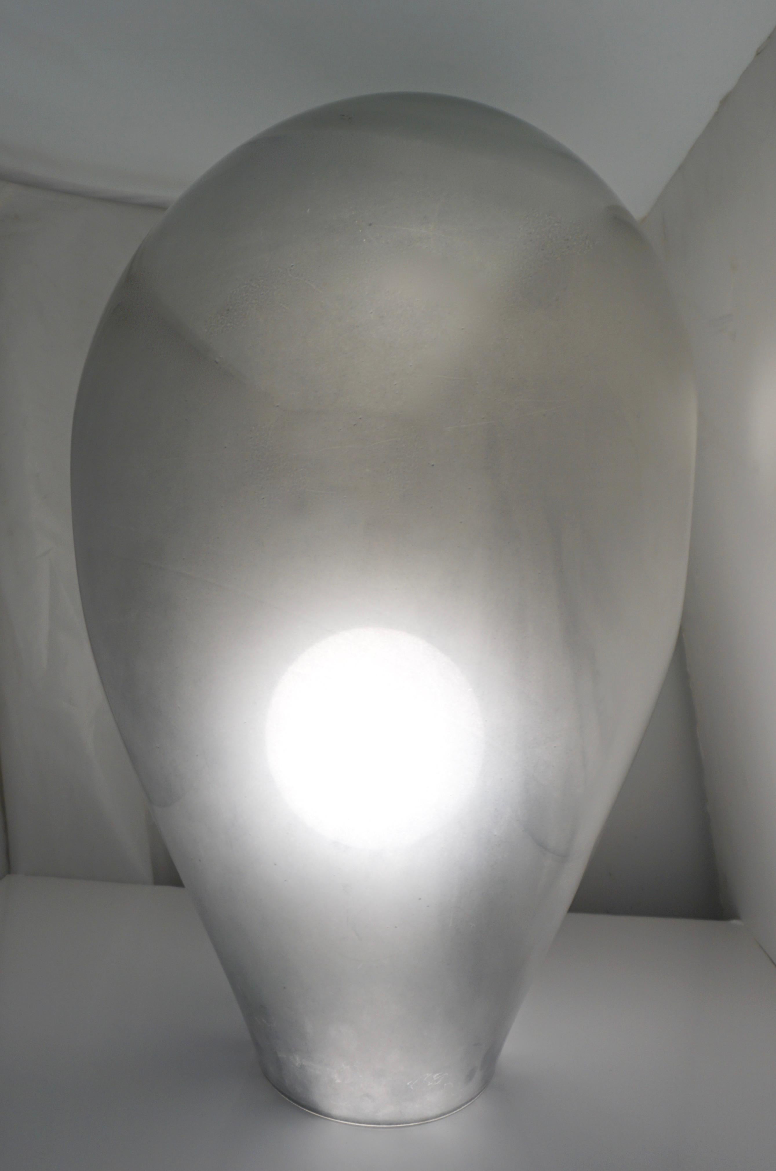 1970s V. Nason Italian Vintage Cast Silver Mirror Glass Abstract Sculpture Lamp 6