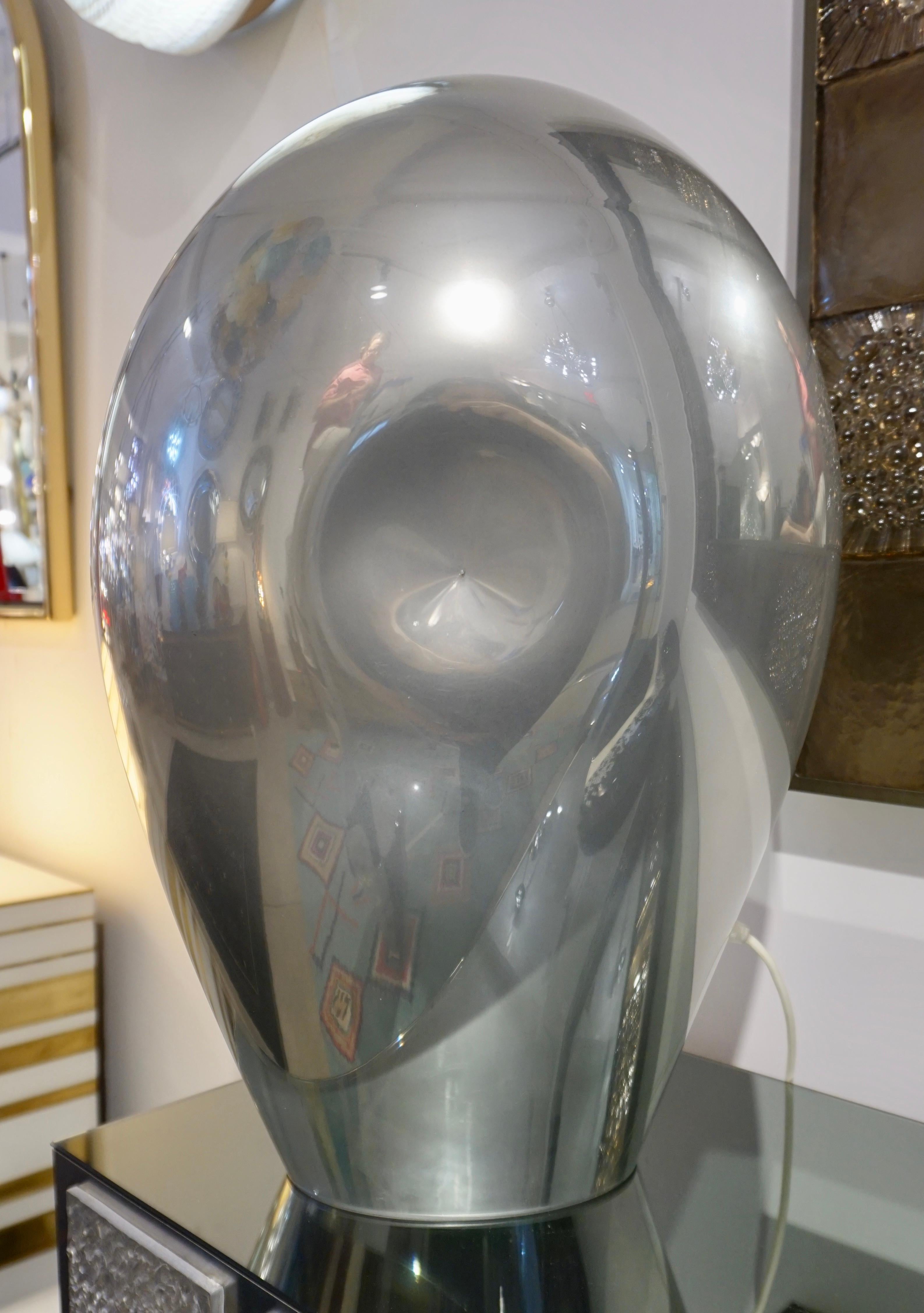 Abstrakte italienische Vintage-Skulptur-Lampe aus Silberguss-Spiegelglas, V. Nason, 1970er Jahre im Angebot 4