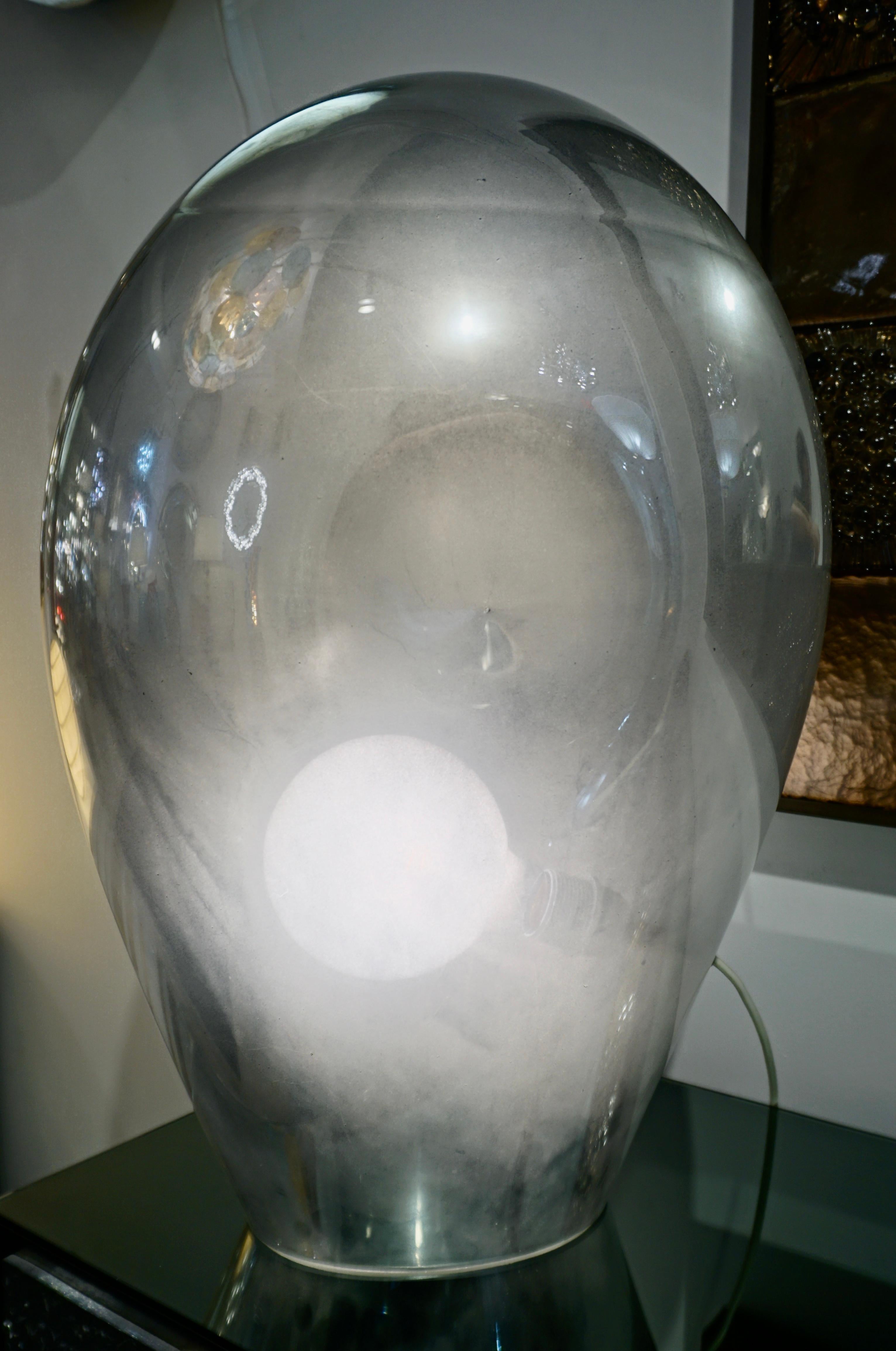 Abstrakte italienische Vintage-Skulptur-Lampe aus Silberguss-Spiegelglas, V. Nason, 1970er Jahre (Moderne) im Angebot
