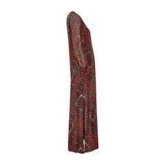 1970s Valentino Boutique Paisley Silk Maxi Dress with Chiffon Sleeves