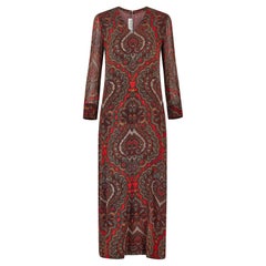 1970s Valentino Boutique Paisley Silk Maxi Dress with Chiffon Sleeves (Robe longue en soie avec manches en mousseline)
