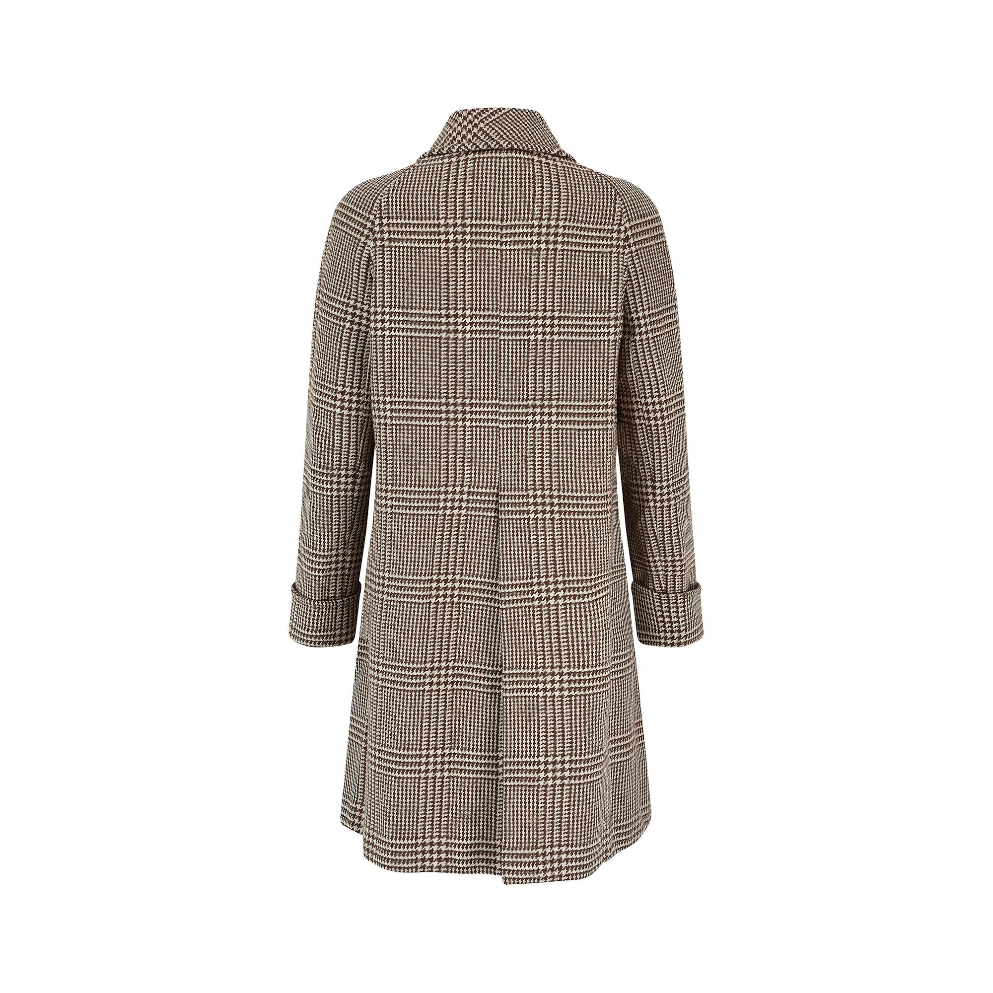 1970s Valentino Brown Wool Houndstooth A-Line Jacket In Excellent Condition For Sale In London, GB