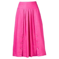 1970s Valentino Fuchsia Pleated Skirt