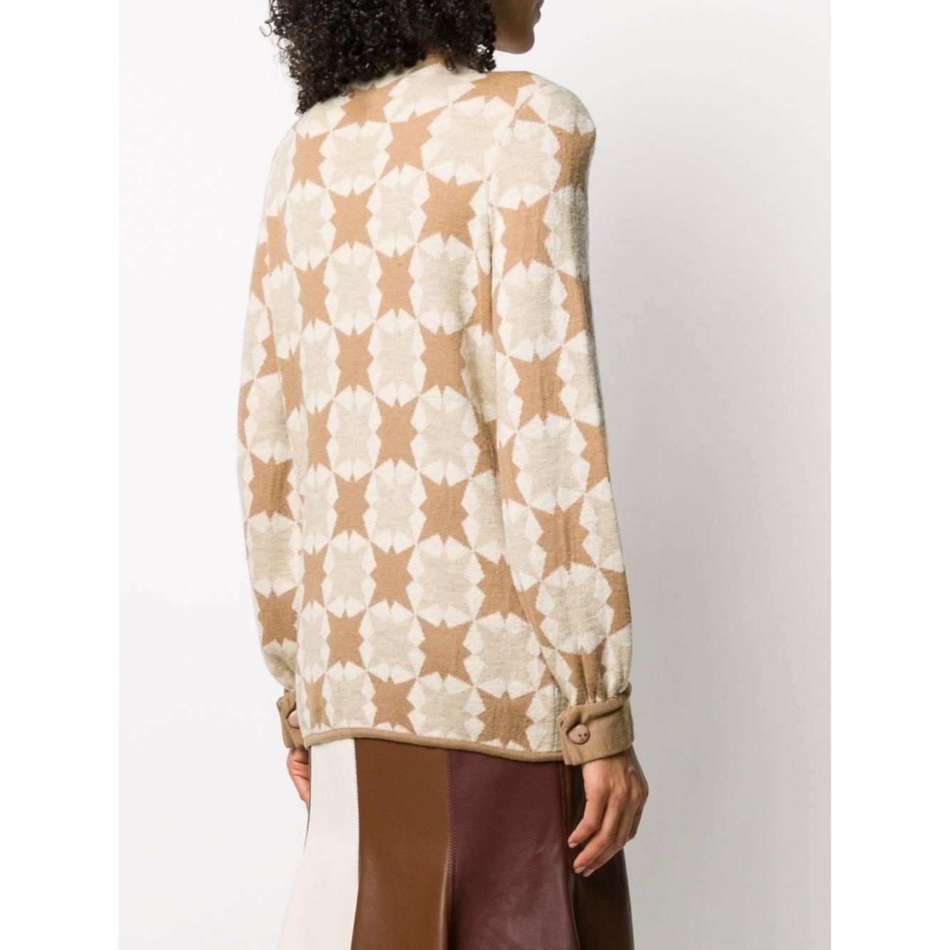 Beige 1970s Valentino Geometric Pattern Sweater