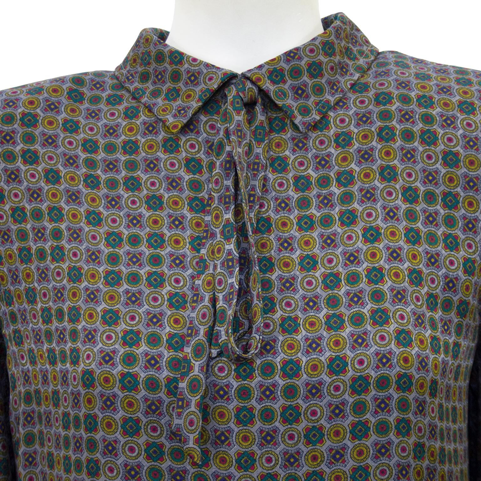 1970s Valentino Printed Silk Blouse In Good Condition In Toronto, Ontario