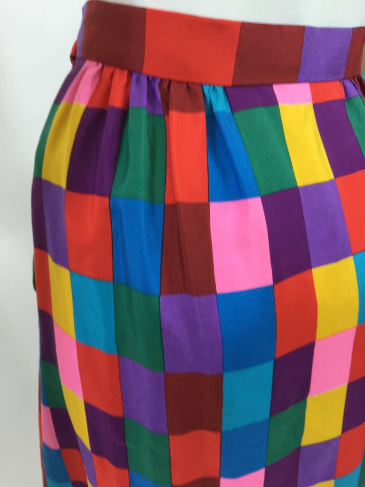 1970s Valentino Silk Multicolored ColorBlock Maxi Skirt In Excellent Condition For Sale In Boca Raton, FL
