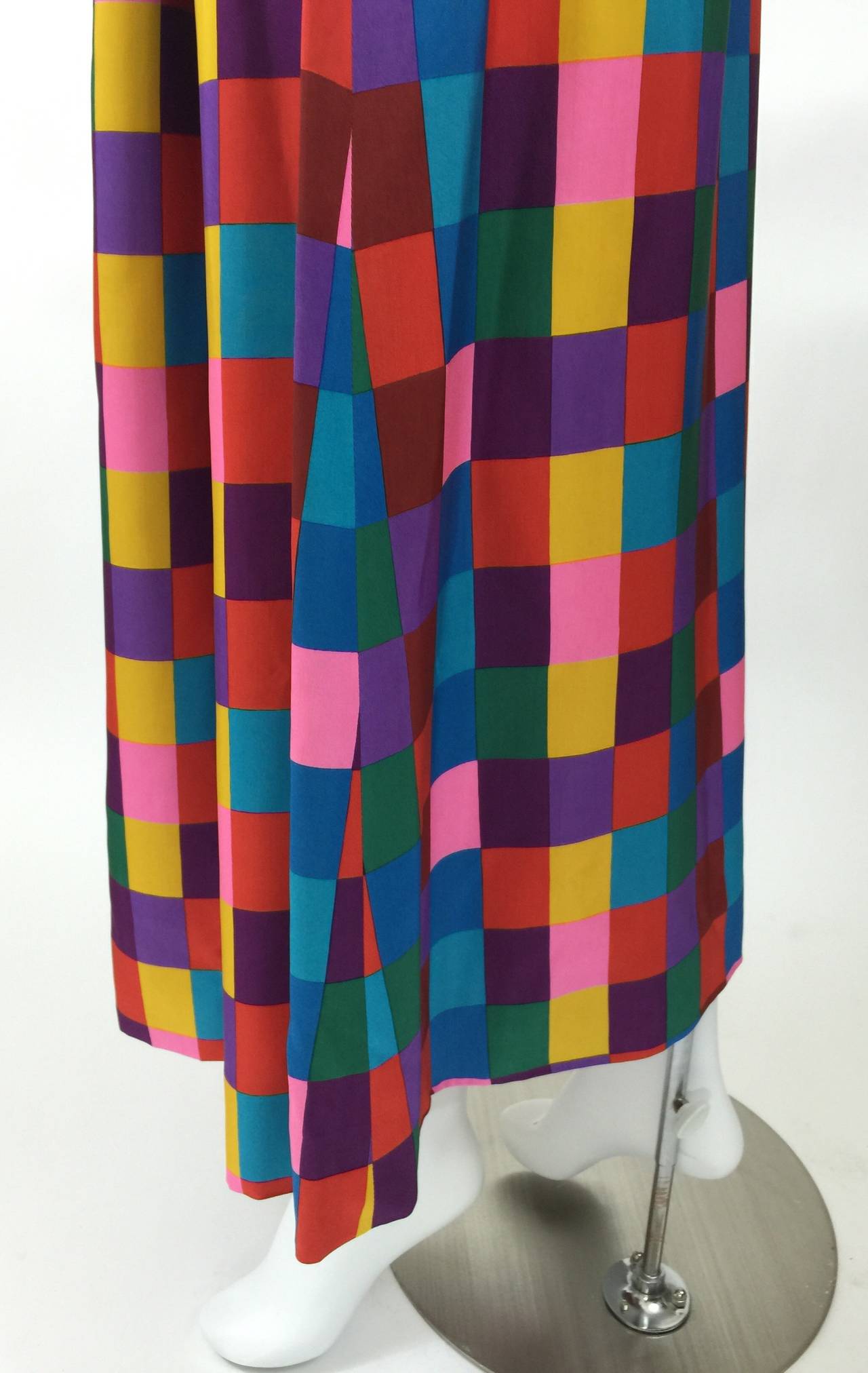 Women's 1970s Valentino Silk Multicolored ColorBlock Maxi Skirt For Sale