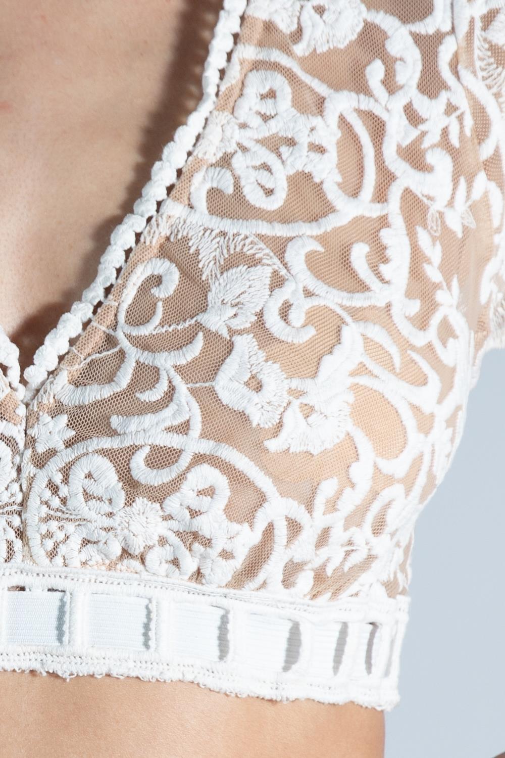 1970S Valentino White & Nude Poly/Nylon Sheer Embroidered Lace Ensemble 7