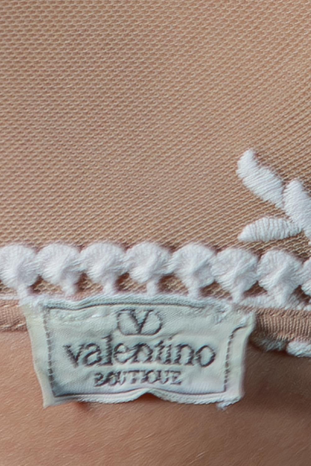 1970S Valentino White & Nude Poly/Nylon Sheer Embroidered Lace Ensemble 5