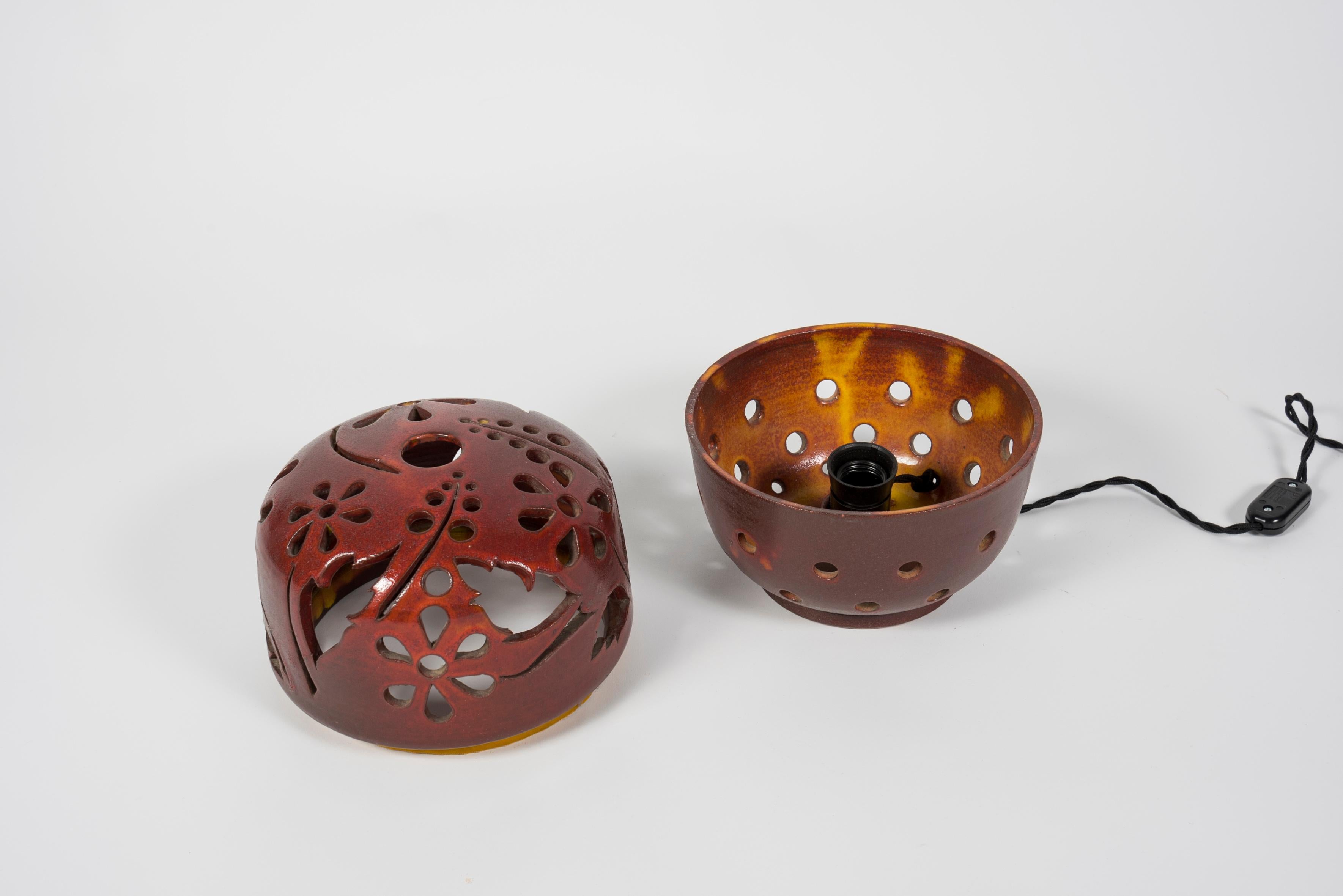 1970's Vallauris Ceramic Lamp In Good Condition For Sale In Bois-Colombes, FR