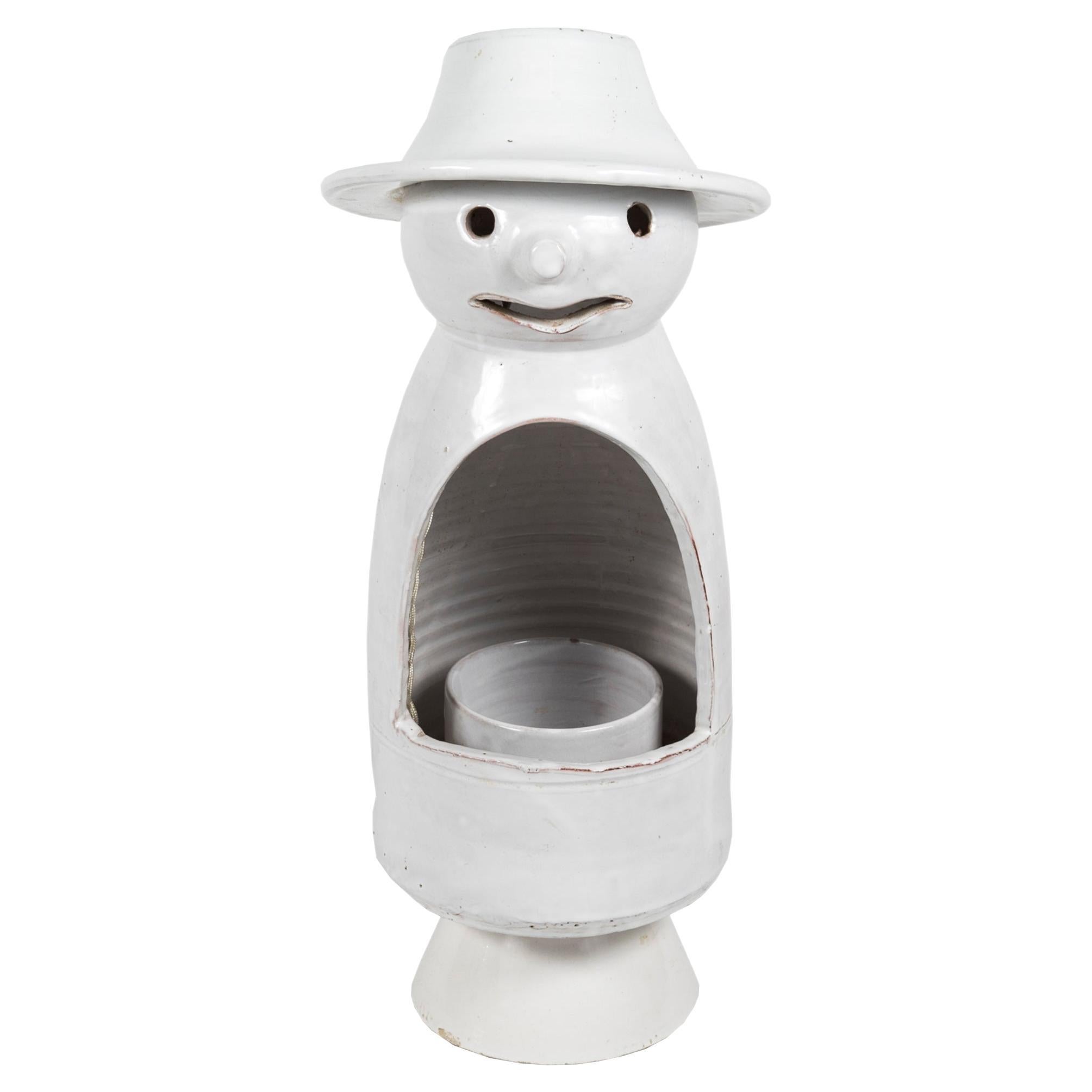 Lampe en céramique "Bonhomme de neige" de Vallauris, 1970 en vente