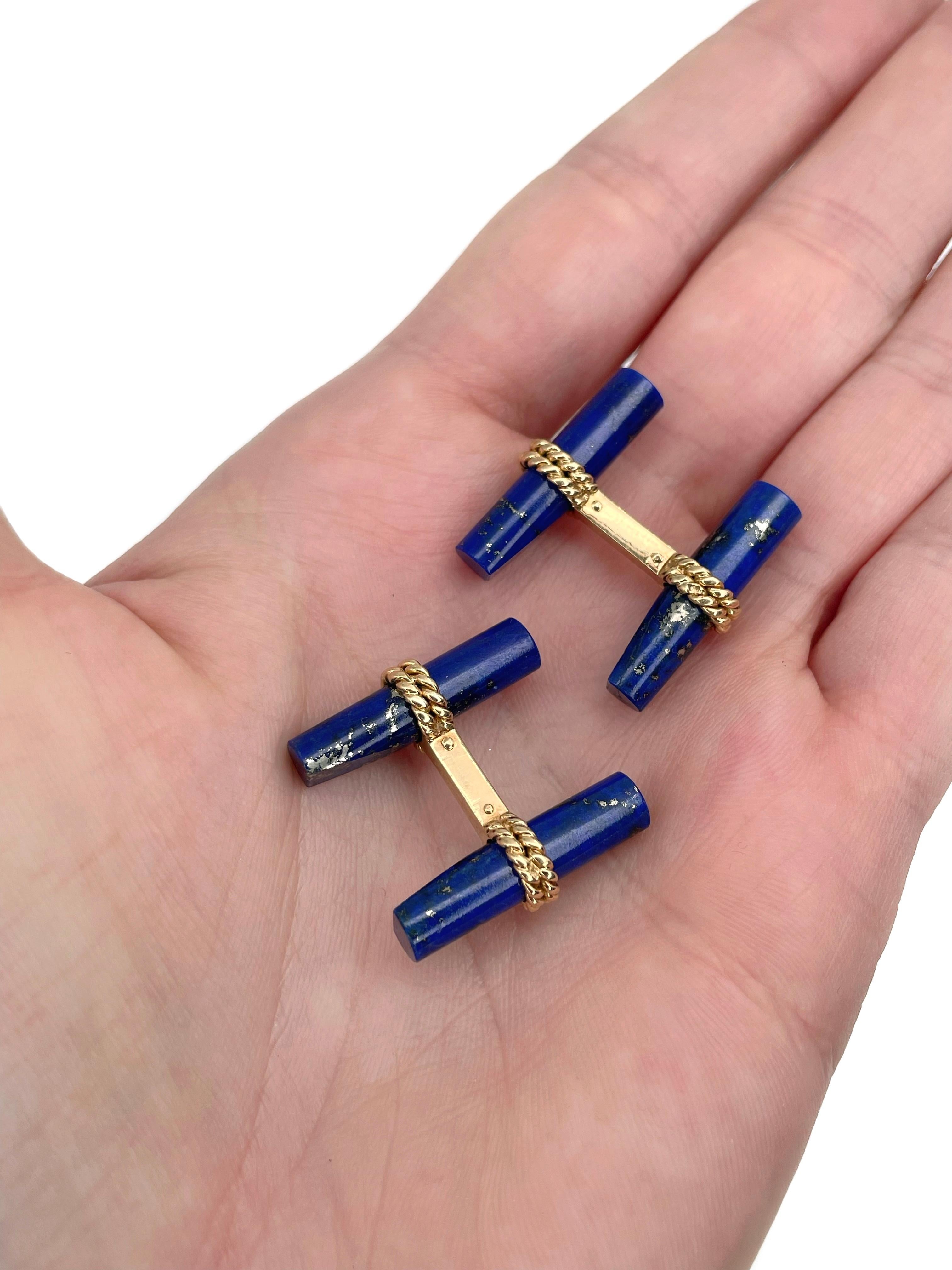 Grezzo Gemelli intercambiabili anni '70 Van Cleef & Arpels in oro 18 carati con lapis e onice in vendita
