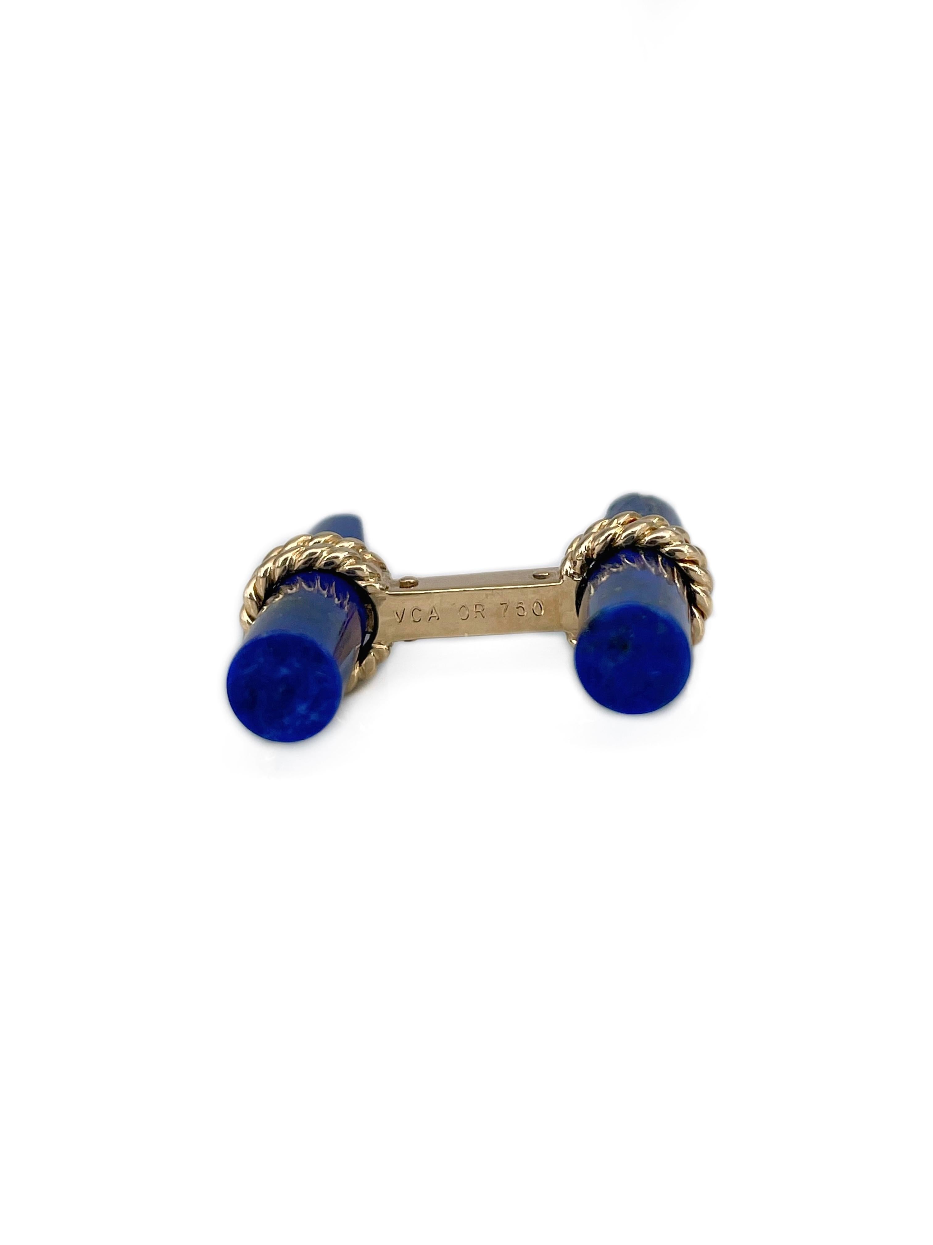 Gemelli intercambiabili anni '70 Van Cleef & Arpels in oro 18 carati con lapis e onice In condizioni buone in vendita a Vilnius, Vilniaus apskr.