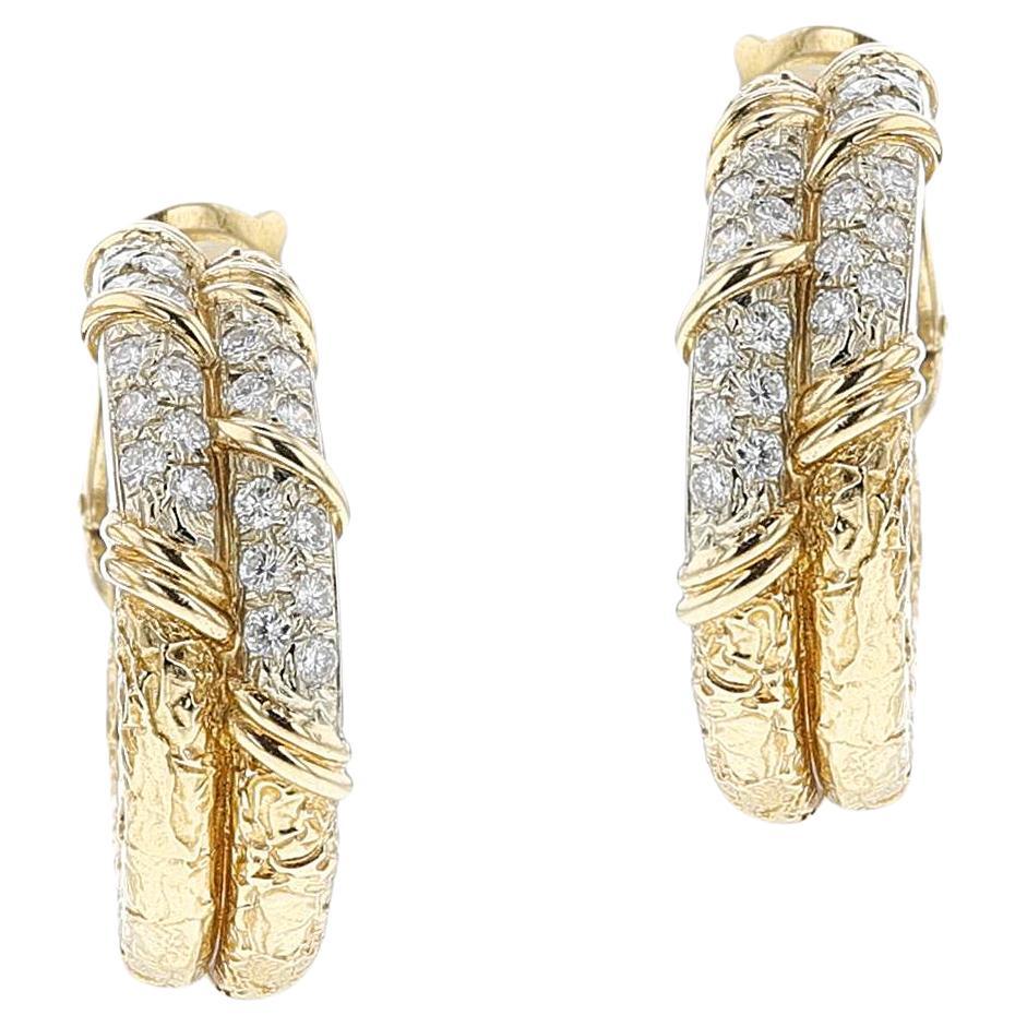 Pendientes de aro doble Van Cleef & Arpels de oro de 18 quilates y diamantes de los años 70