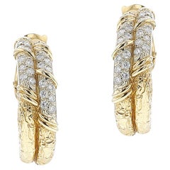 Orecchini a doppio cerchio in oro 18k e diamanti di Van Cleef & Arpels degli anni '70