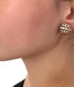 1970s Van Cleef & Arpels 18 Karat Yellow Gold Diamond and Pearl Earrings