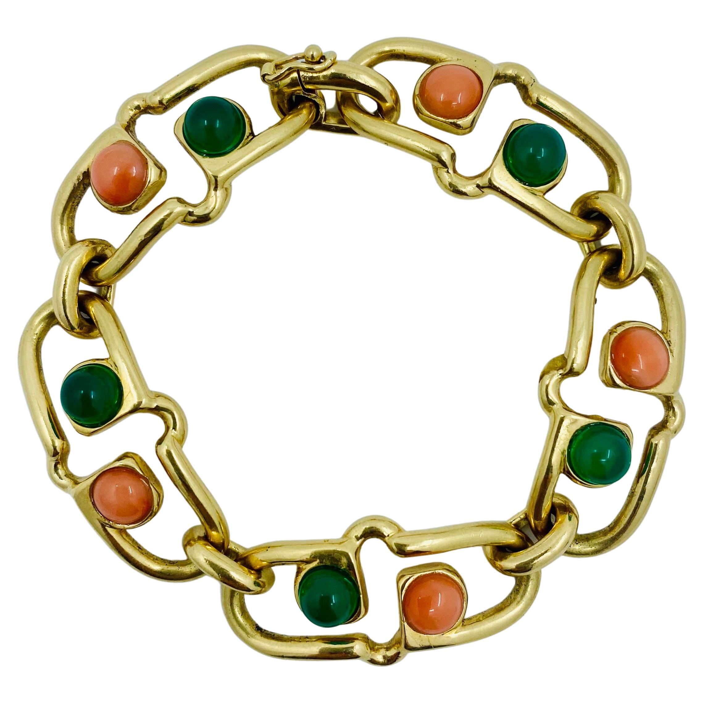 Opus Sapphire Type Chain Bracelet, Gold Vermeil w/Black Enamel
