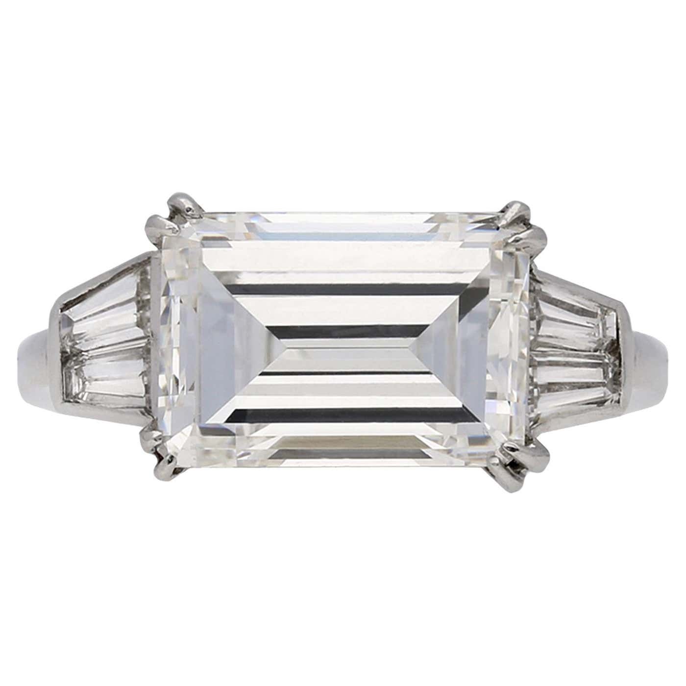 1970s Van Cleef and Arpels Paris Diamond Emerald-Cut Engagement Ring