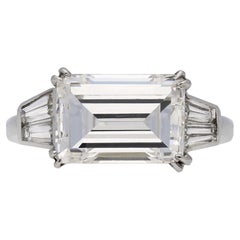 Vintage 1970s Van Cleef & Arpels Paris Diamond Emerald-Cut Engagement Ring