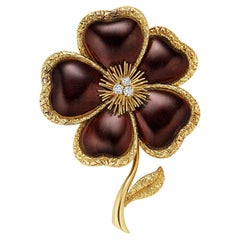 1970s Van Cleef & Arpels Paris "Nerval" Clematis Clip Brooch